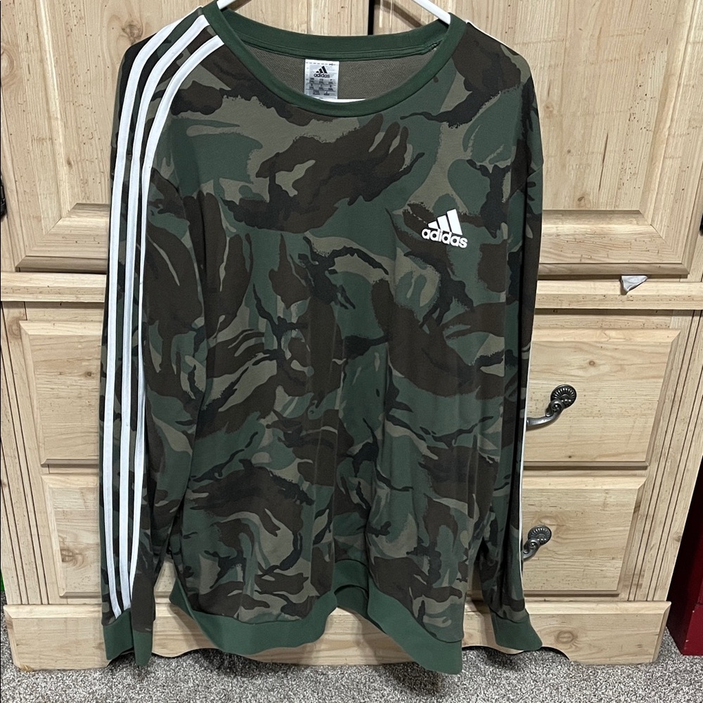 Adidas Green Camouflage Long Sleeve Top